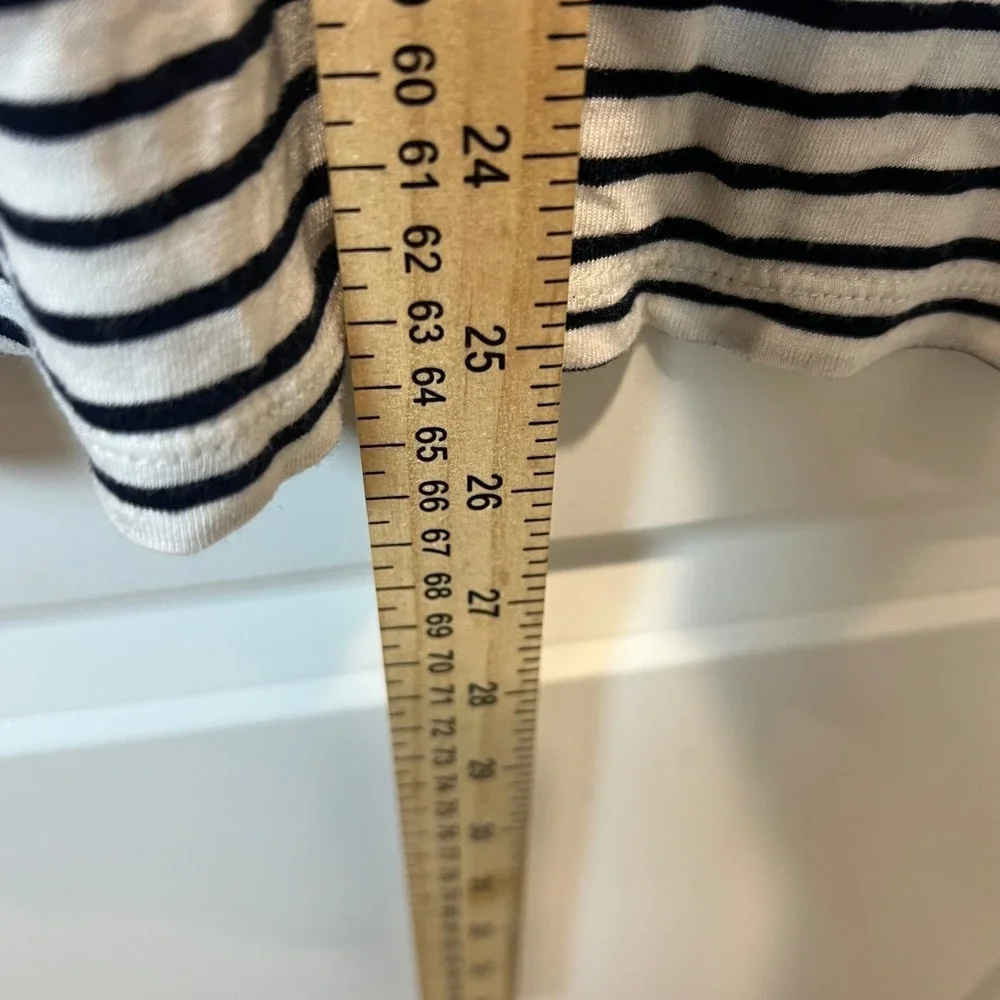 J.Crew‎ Women Long Sleeve Striped Viscose Top White Black XL